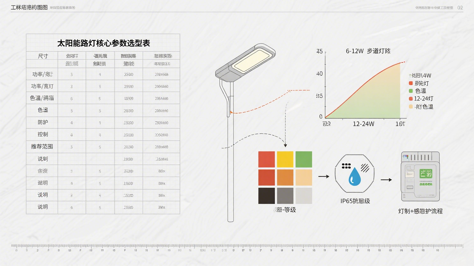 別墅區(qū)太陽能路燈安裝實例 參數(shù)示意